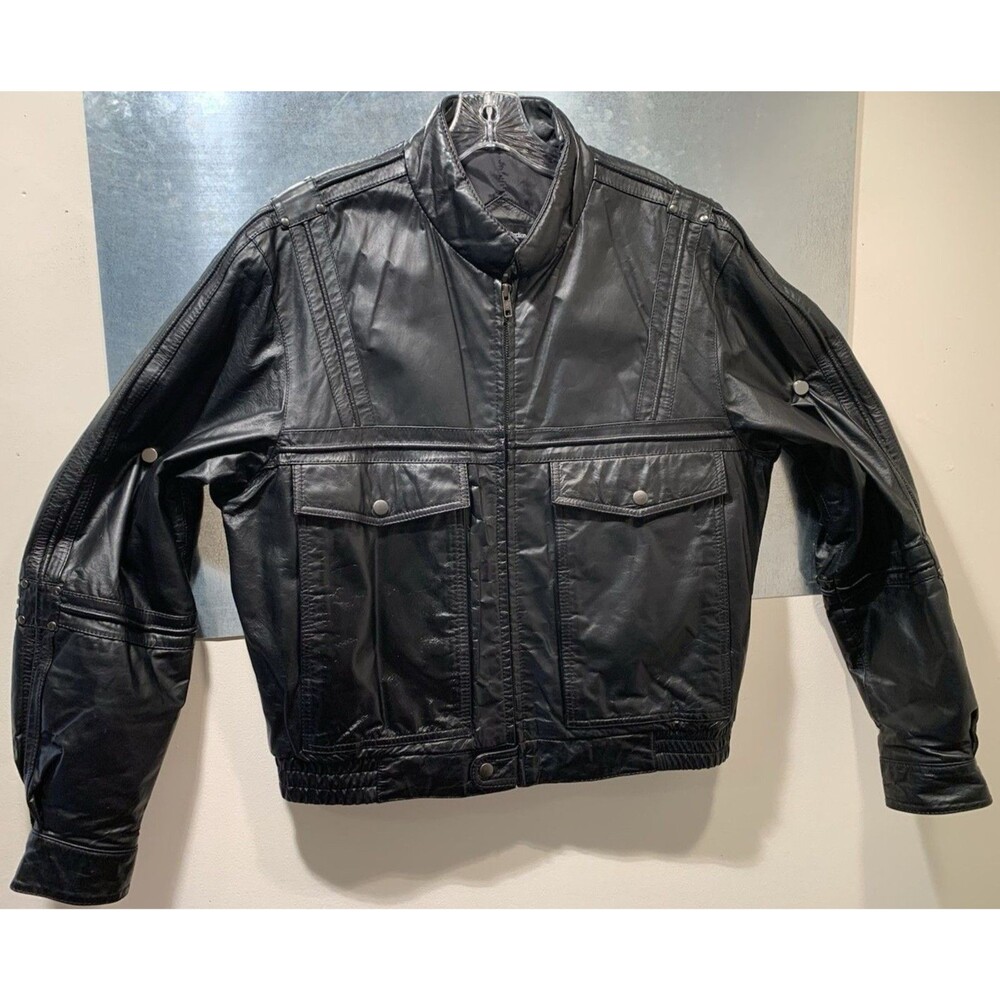 Motorcycle Jacket Insulated Studded Leather International Collection Sz42 Vtg - Picture 8 of 16